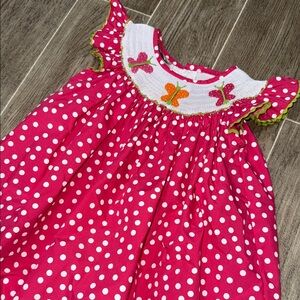 Southern Tots Girls Pink Polka Dot Smocked Dress | Size 3T